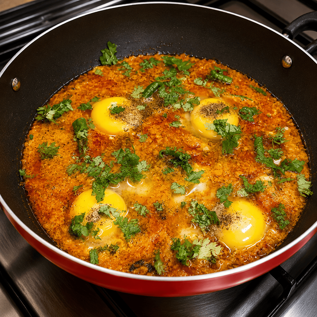Garnish cover and cook Egg Lababdar
