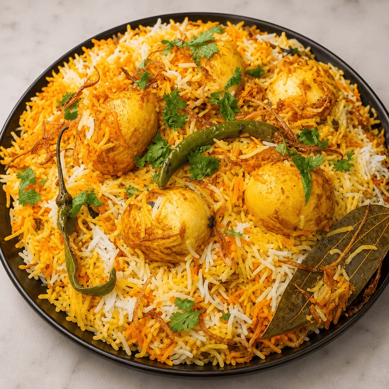 Finished Anda Dum Biryani after dum, lid just lifted