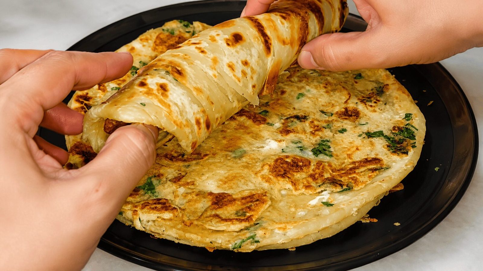 Finished crispy Anda Paratha Roll from Zaika Mazedaar