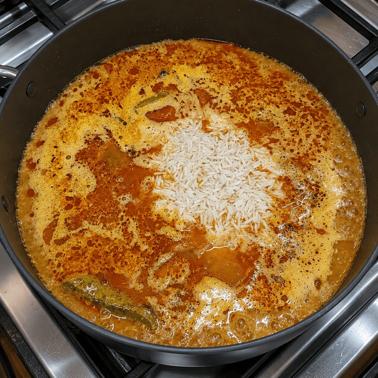 Rice par-cooking to the thin water film dum-ready stage